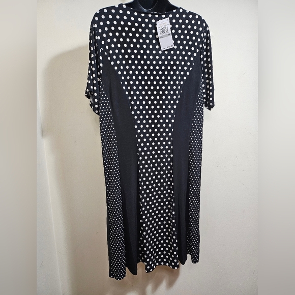NEW Michael Kors Black and White Polka Dot Dress Slimming Lightweight 1X - Picture 4 of 8